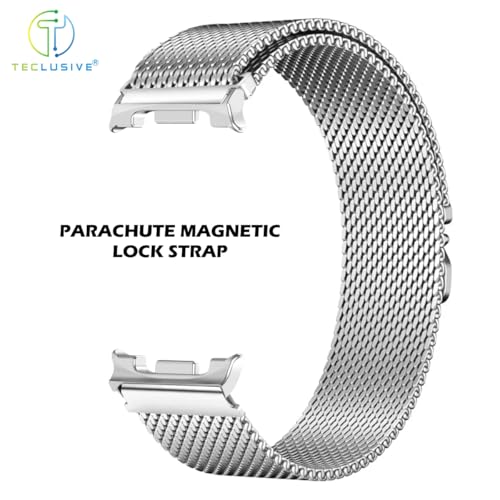 T TECLUSIVE Luxury Parachute Magnetic Strap Compatible for Galaxy Watch 8 / Watch 8 Classic | Metal Adjustable Magnet Band Chain | Curved Precise Connector Lock (Silver) - Image 5
