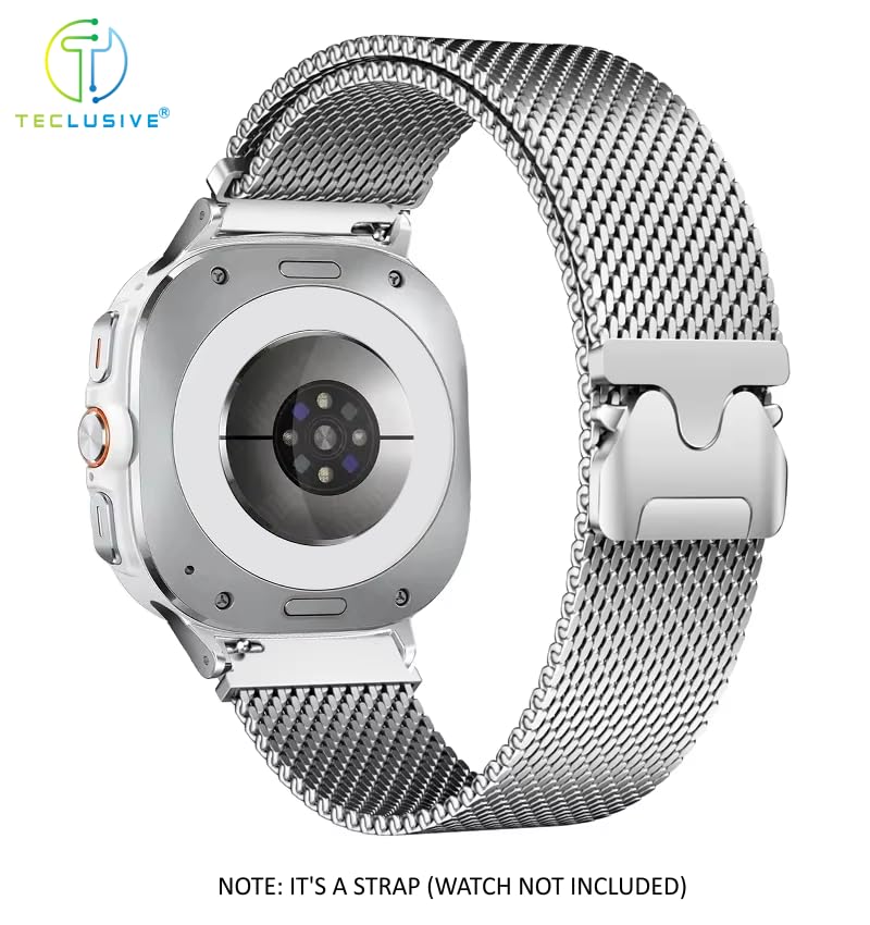 T TECLUSIVE Luxury Parachute Magnetic Strap Compatible for Galaxy Watch 8 / Watch 8 Classic | Metal Adjustable Magnet Band Chain | Curved Precise Connector Lock (Silver) - Image 4