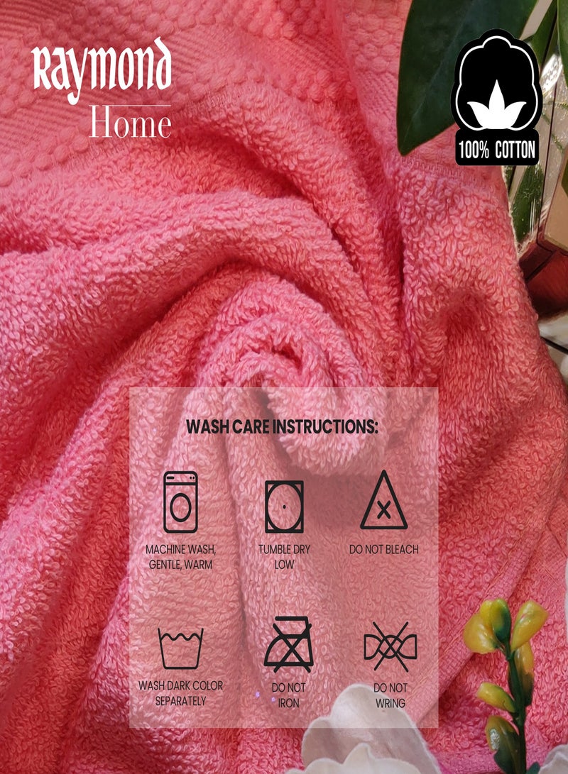 ريموند منشفة حمام سميكة من القطن 100% سريعة الجفاف وعالية الامتصاص ومنشفة يد للفنادق والمنتجعات والمنزل ناعمة للغاية 500 جرام لكل متر مربع لون مرجاني - (2 منشفة حمام و2 منشفة يد) - (70 * 140 سم) - Image 4