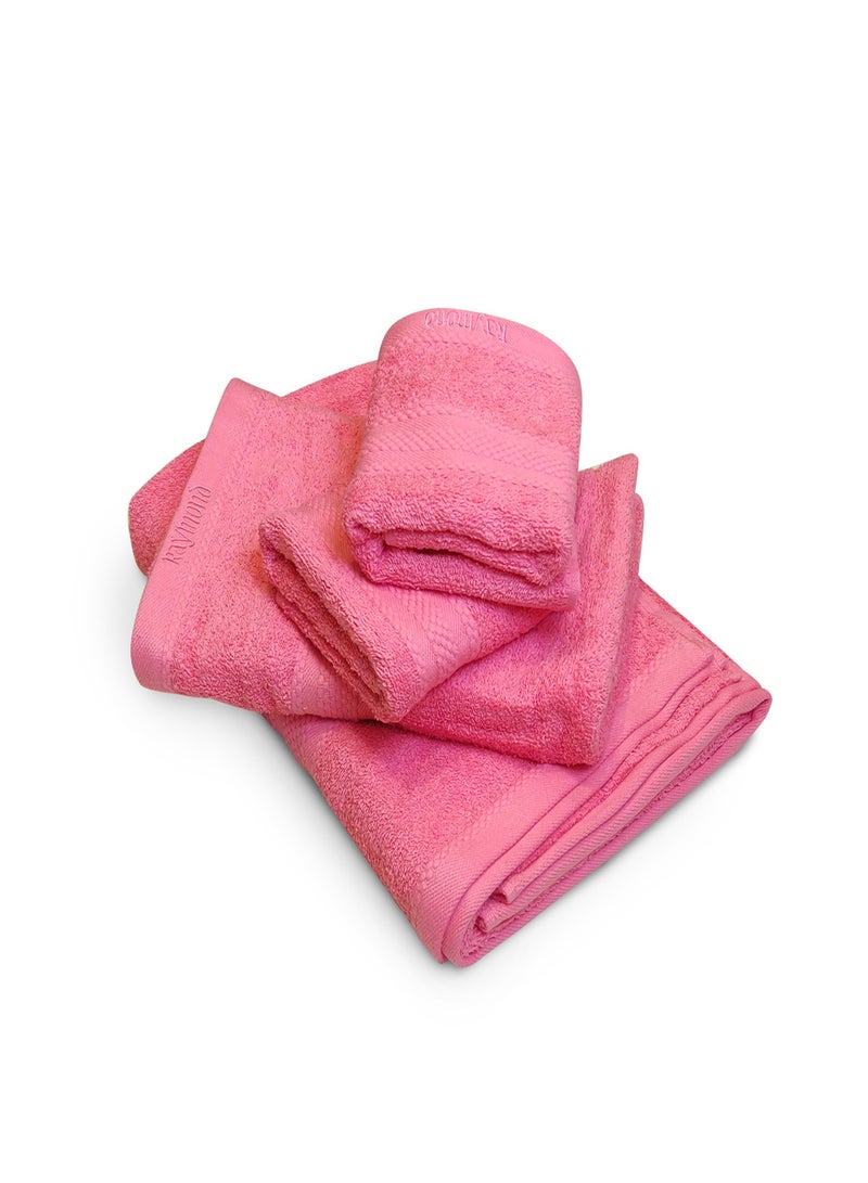 ريموند منشفة حمام سميكة من القطن 100% سريعة الجفاف وعالية الامتصاص ومنشفة يد للفنادق والمنتجعات والمنزل ناعمة للغاية 500 جرام لكل متر مربع لون مرجاني - (2 منشفة حمام و2 منشفة يد) - (70 * 140 سم) - Image 3