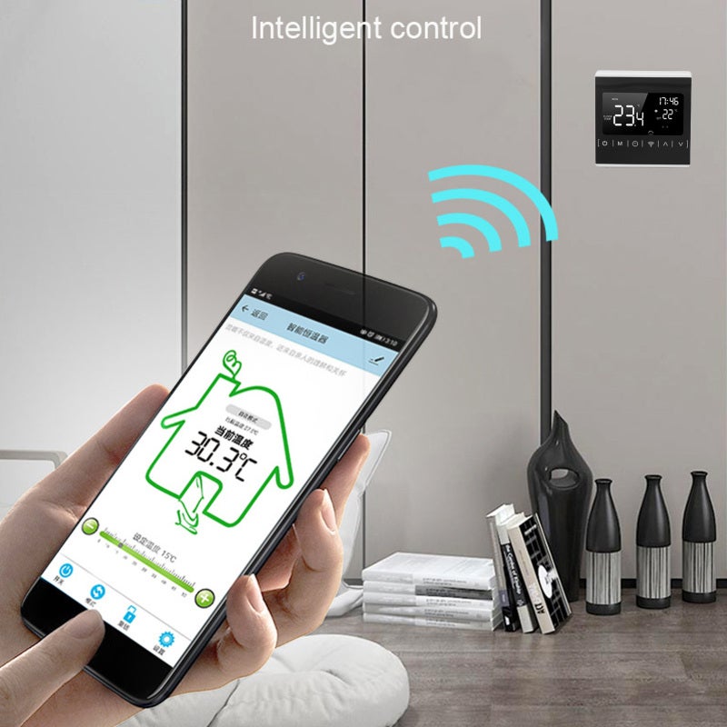 منظم حرارة واي فاي AC85-250V بشاشة LCD تعمل باللمس وتحكم عن بعد عبر التطبيق - متحكم بدرجة حرارة التدفئة الكهربائية مع حماية من درجات الحرارة العالية لأنظمة تدفئة الأرضية ومعدات التدفئة الداخلية - Image 3
