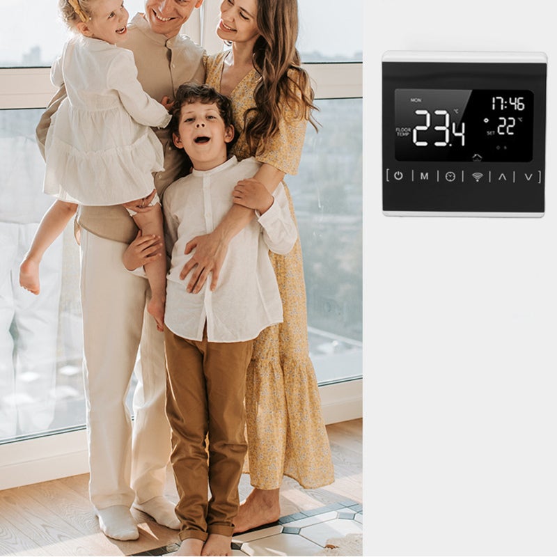 منظم حرارة واي فاي AC85-250V بشاشة LCD تعمل باللمس وتحكم عن بعد عبر التطبيق - متحكم بدرجة حرارة التدفئة الكهربائية مع حماية من درجات الحرارة العالية لأنظمة تدفئة الأرضية ومعدات التدفئة الداخلية - Image 4