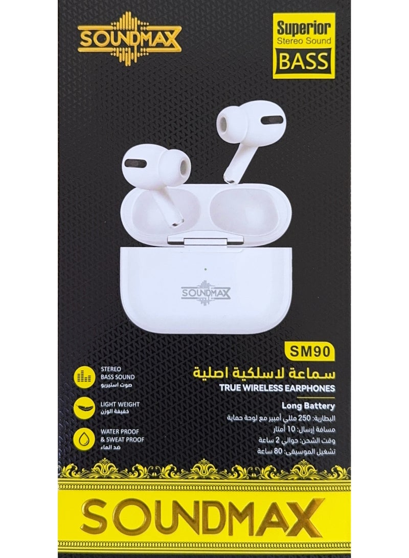 Soundmax SM49 HiFi Wireless Earbuds with 30H Playtime, Touch Controls, Bluetooth Connectivity, Main-Secondary Auto Switching, Charging Case – Compact Stereo Earphones for Calls, Music & Travel - Image 2