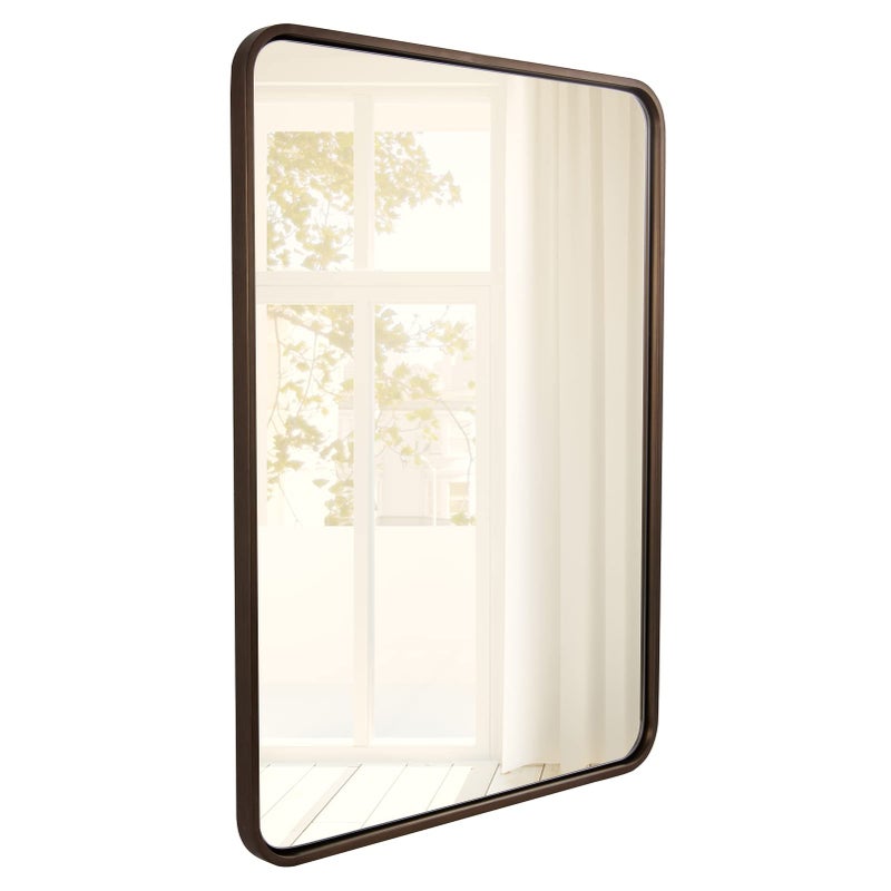 ANDY STAR Bronze Bathroom Mirror 24X36 Bronze Wall Mirror Bronze Vanity Mirror Rounded Rectangle Mirror Bronze Metal Frame Farmhouse Mirror Hang Vertically or Horizontally