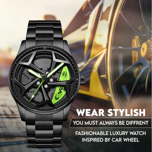 V2A Vortex Rolling Wheel Men’s Analog Watch Open Dial Stainless Steel Watch – Car Wheel-Inspired Design, Hollow Out Elegance Casual Watch for Men | Gift for Men - Image 3