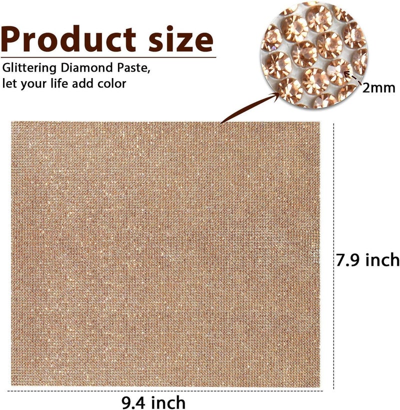 Jubilant 12000 Pieces Bling Rhinestone Sheet Stickers, DIY Craft, Self Adhesive Glitter Rhinestones Crystal Diamond Gem Stickers for Car/Phone/Clothing/Shoes, 9.4 x 7.9 Inch (Champagne Gold) - Image 2