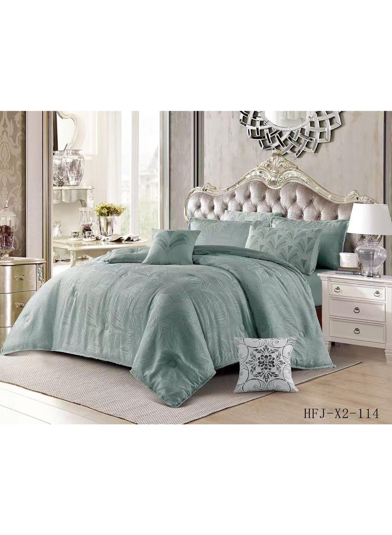 Luxury Embroidered Jacquard Cotton 6-Piece Comforter Set, King Size