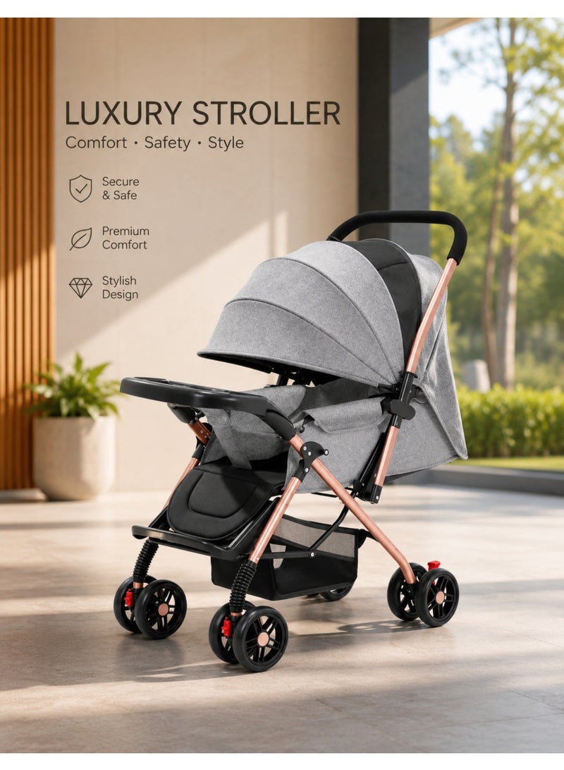 F.A.M.S Premium Compact Fold Baby Stroller with Reversible Seat, Multi-Position Recline, Mosquito Net & Food Tray - Image 1