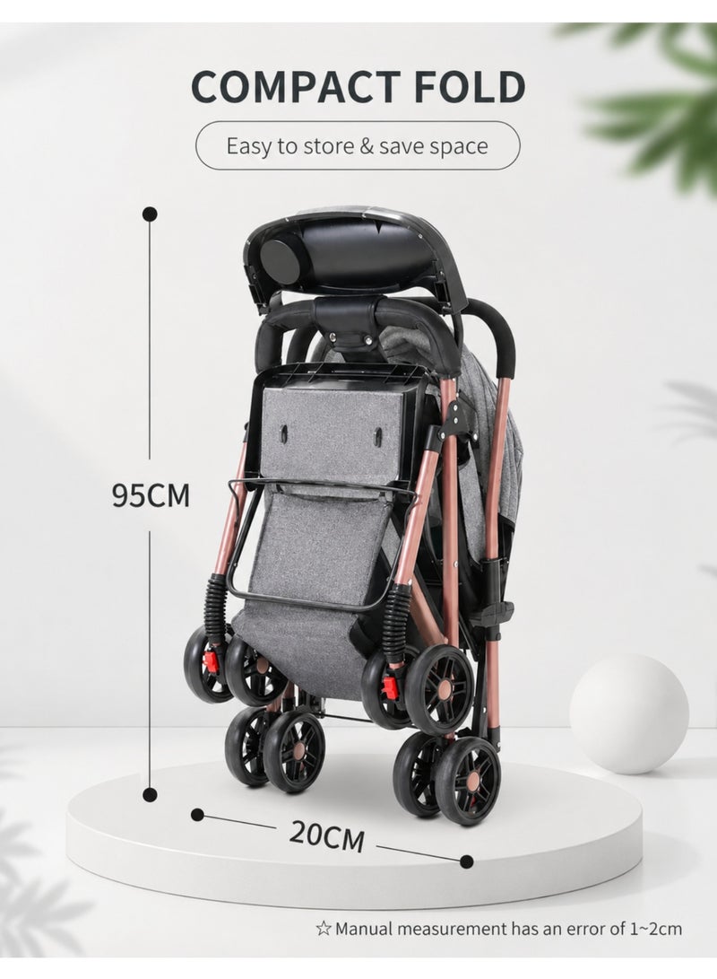 F.A.M.S Premium Compact Fold Baby Stroller with Reversible Seat, Multi-Position Recline, Mosquito Net & Food Tray - Image 2