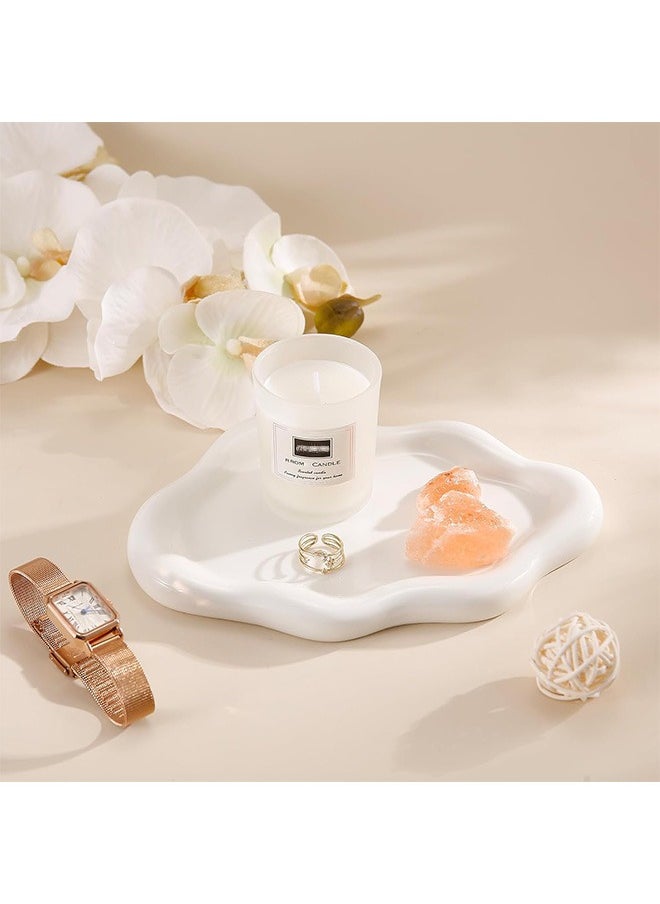 Hihonor Ceramic Jewelry Tray Trinket Dish, Decorative Cloud Vanity Key Tray for Women, Ring Holder Dish, Cute White Jewelry Plate Bowl Room Decor Aesthetic, Birthday Mother's Day  - Image 1