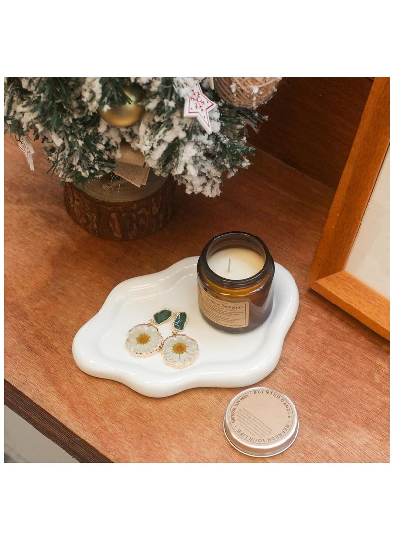 Hihonor Ceramic Jewelry Tray Trinket Dish, Decorative Cloud Vanity Key Tray for Women, Ring Holder Dish, Cute White Jewelry Plate Bowl Room Decor Aesthetic, Birthday Mother's Day  - Image 4