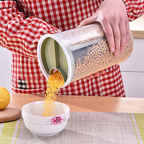 Inditradition Plastic 3 in 1 FoodGrain Cereal Dispenser Container 3 Compartments in 1 1500 ml Assorted Color - Image 1