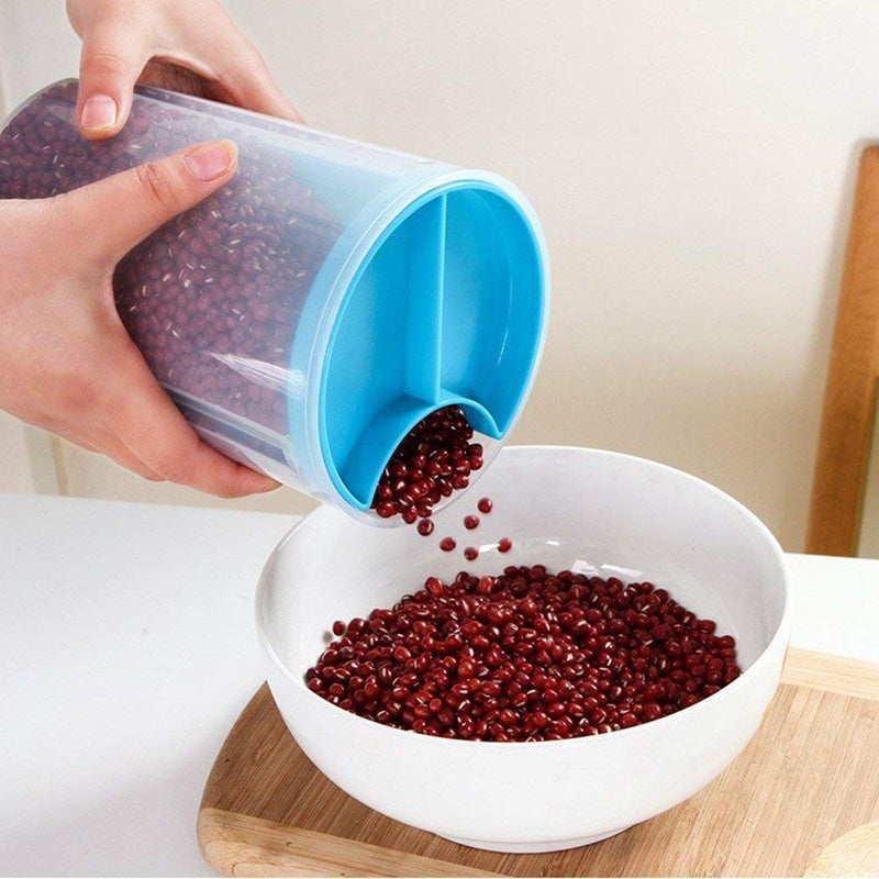 Inditradition Plastic 3 in 1 FoodGrain Cereal Dispenser Container 3 Compartments in 1 1500 ml Assorted Color - Image 4