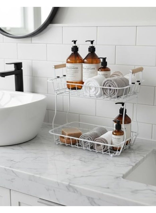 Spaceshoop 2 Tier Fruit Basket Large Countertop Fruit Bowl Bread Basket Vegetable Holder - Image 3