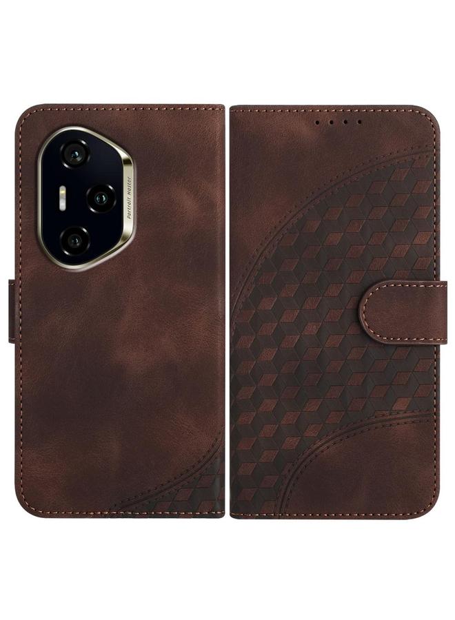 اس-توب جراب هاتف Honor 300 Pro / Honor 300 Ultra مصنوع من الجلد المنقوش برأس فيل مع حبل تعليق - Image 1