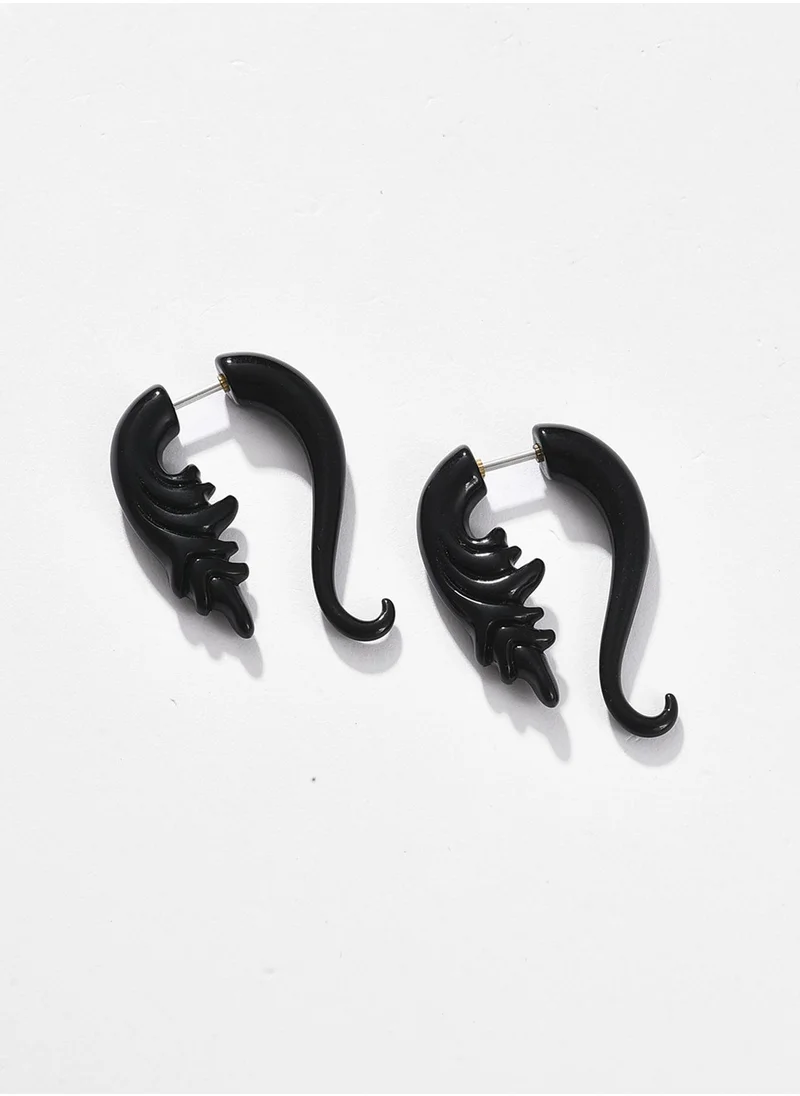 SOHI Black Contemporary Stud Earrings