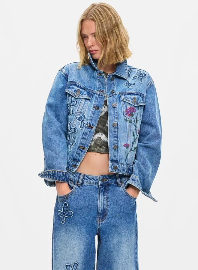 Desigual Blue Wide-leg printed jeans for Women | Best Price UAE