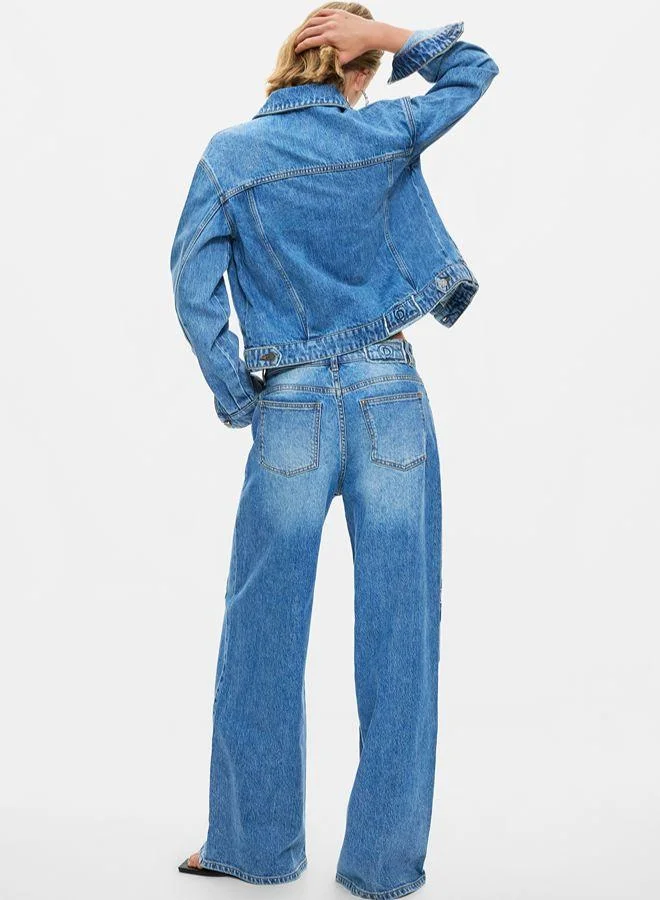 Desigual Blue Wide-leg printed jeans for Women | Best Price UAE