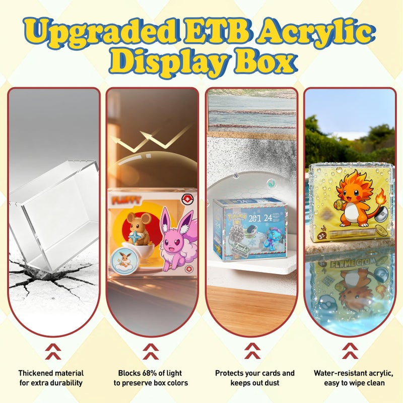 SUVQWJT Elite Trainer Box Acrylic Caseâ€“ Extra Thick ETB Protector Case for Elite Trainer Boxes Compatible with PKMN, Magnetic Lid, UV Resistant, Stackable Display Storage - Image 3