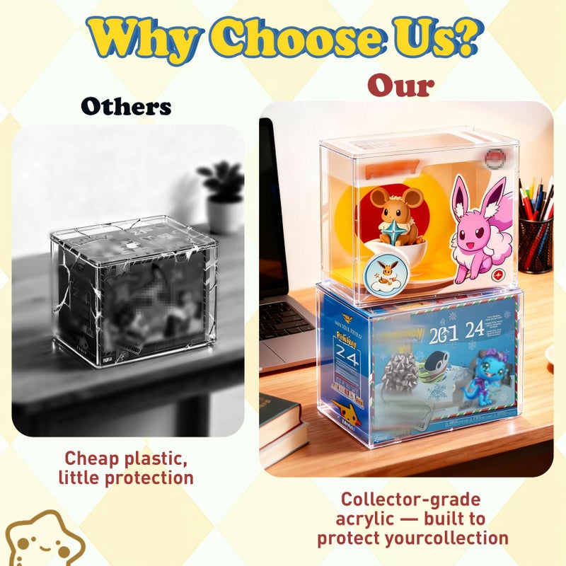 SUVQWJT Elite Trainer Box Acrylic Caseâ€“ Extra Thick ETB Protector Case for Elite Trainer Boxes Compatible with PKMN, Magnetic Lid, UV Resistant, Stackable Display Storage - Image 4
