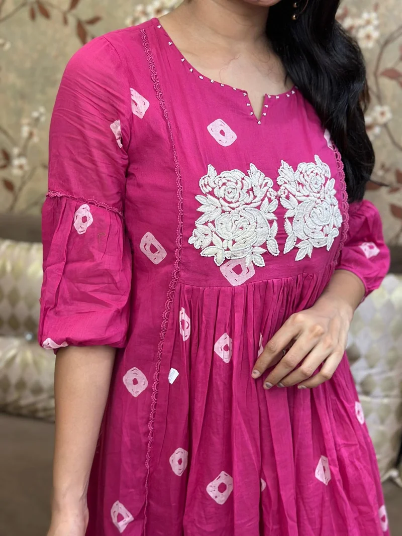 GoSriKi Pink GoSriKi Women's Rayon Blend Anarkali Printed Kurta with Pant (ANVESHI Pink-GS_5XL_Pink_XXXXX-Large) for Women | Best Price UAE