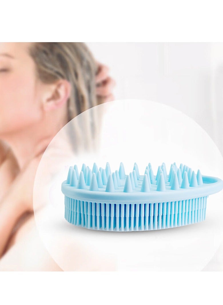 2Pcs Upgrade 2 in 1 Bath and Shampoo Brush, Silicone Body Scrubber for Use in Shower, Exfoliating Body Brush, Premium Silicone Loofah, Head Scrubber, Scalp Massager/Brush, Wet and Dry, Easy to Clean (Blue + Pink)  - Image 5