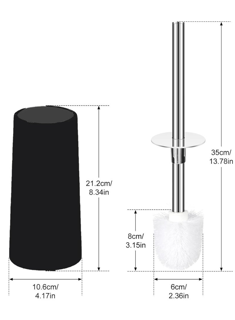 سوكاني فرشاة المرحاض مع حامل، عبوة من قطعتين من فرشاة تنظيف المرحاض المدمجة وحامل بمقبض من الفولاذ المقاوم للصدأ، فرشاة المرحاض لتخزين الحمام (أسود) - Image 2