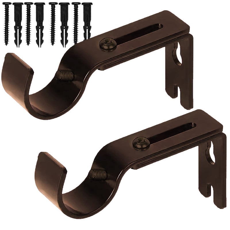 Boxdljh Curtain Rod Brackets for Adjustable, 2 Pack Premium Rod Bracket for Walls, Curtain Rod Holder, Drapery Rod Holders Hardware Window Curtain Rod Support Hanger for 1 Inch Rod (Brown) - Image 1