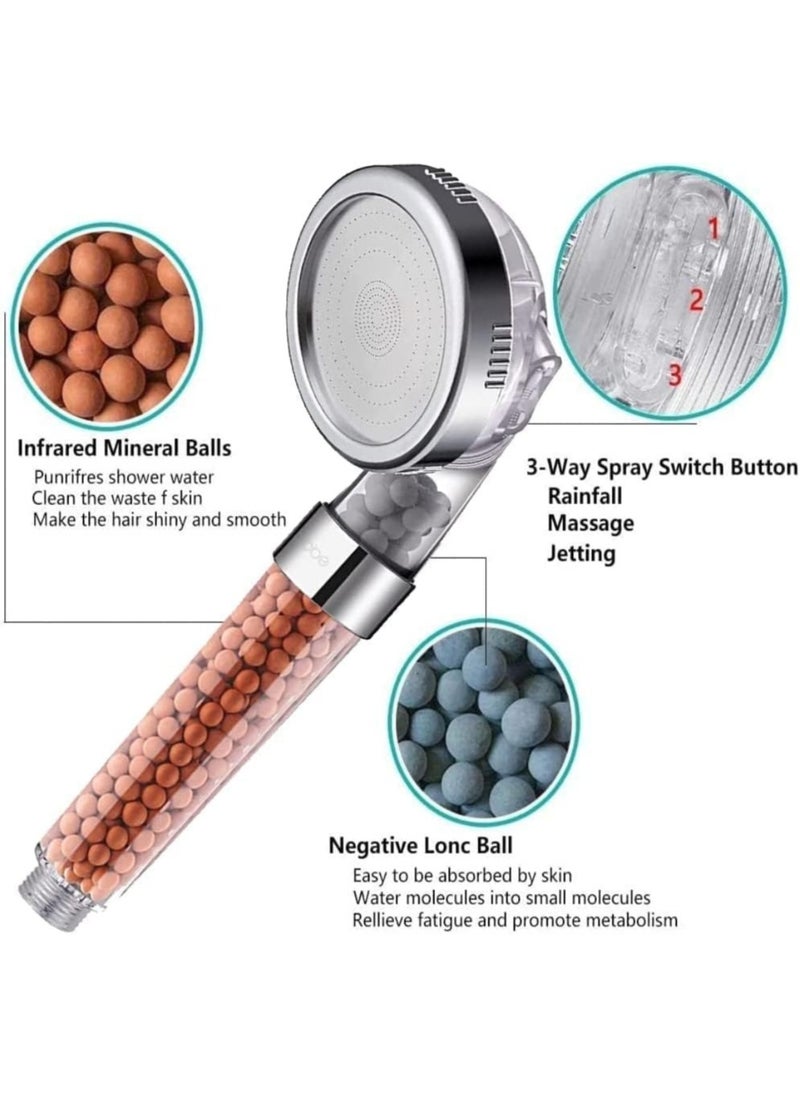 Generic Handheld Shower Head High Pressure Water Saving with Negative Ion Tourmaline Filter 8.5 Inches Filtered Showerhead for Spa Experience Dry Skin & Haircare  - Image 2