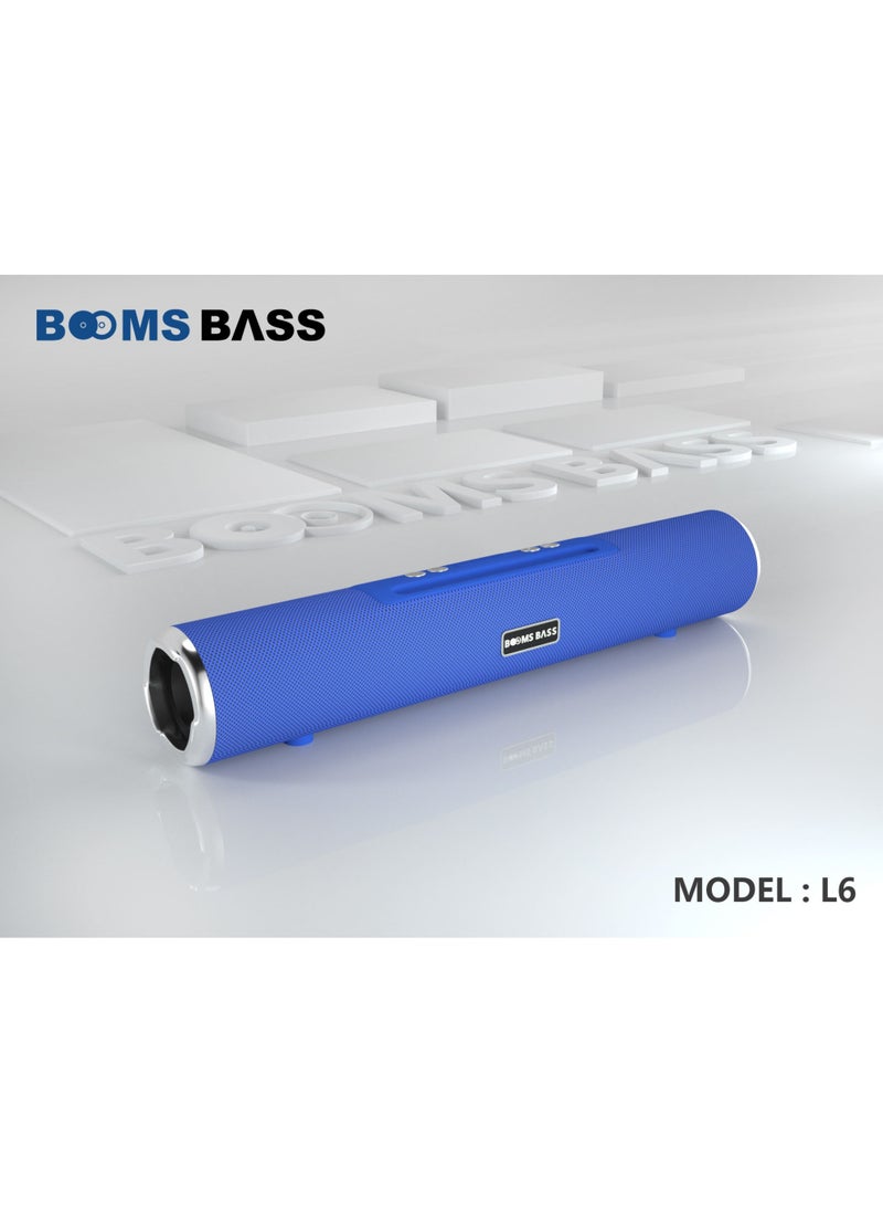 BOOMS BASS L6 Portable Bluetooth Speaker, 10W Stereo, 1200mAh Battery, 10m Range, USB TF AUX, Up to 4 Hours of Play BLUE