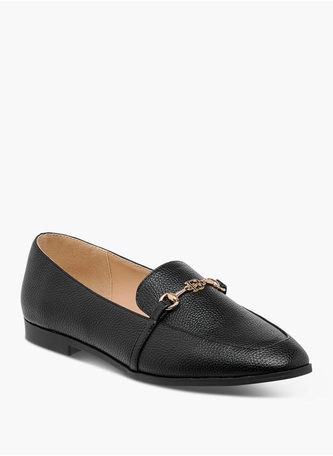 Flora Bella By Shoexpress Women Monogram Print Loafers with Metallic Detail  - Image 2