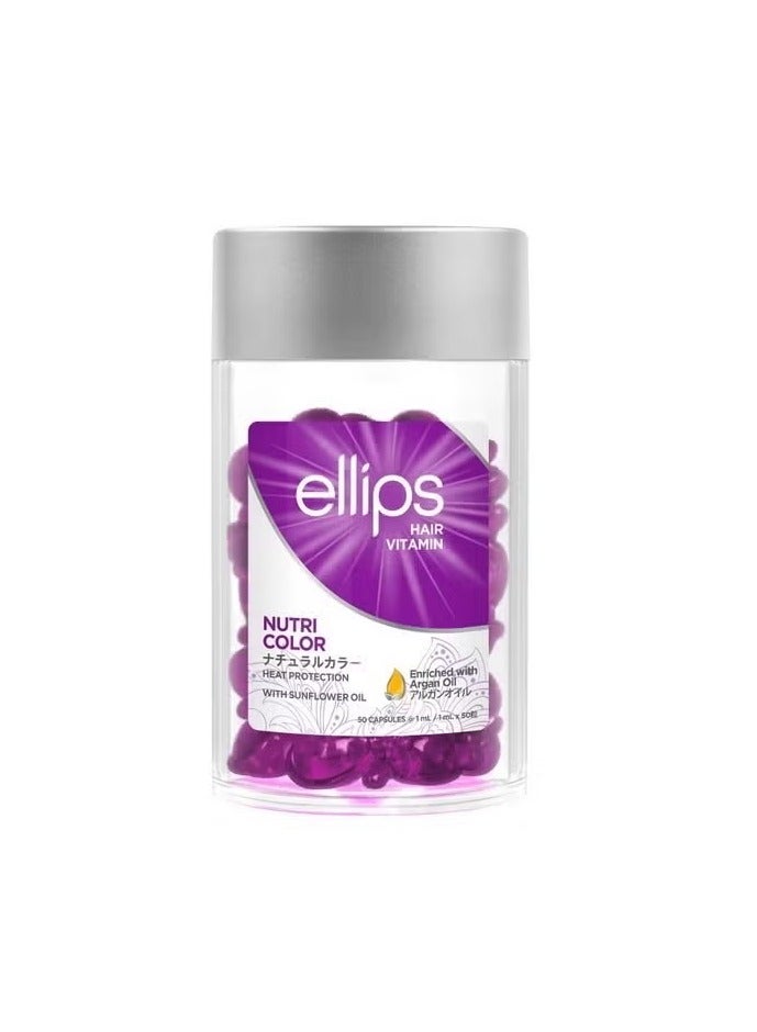 أليبس فيتامين الشعر المغذي من إليبس، 50 كبسولة - زيت حماية الشعر من الحرارة للشعر المصبوغ - يضيف لمعانًا وينعم الأطراف المتقصفة - Image 1