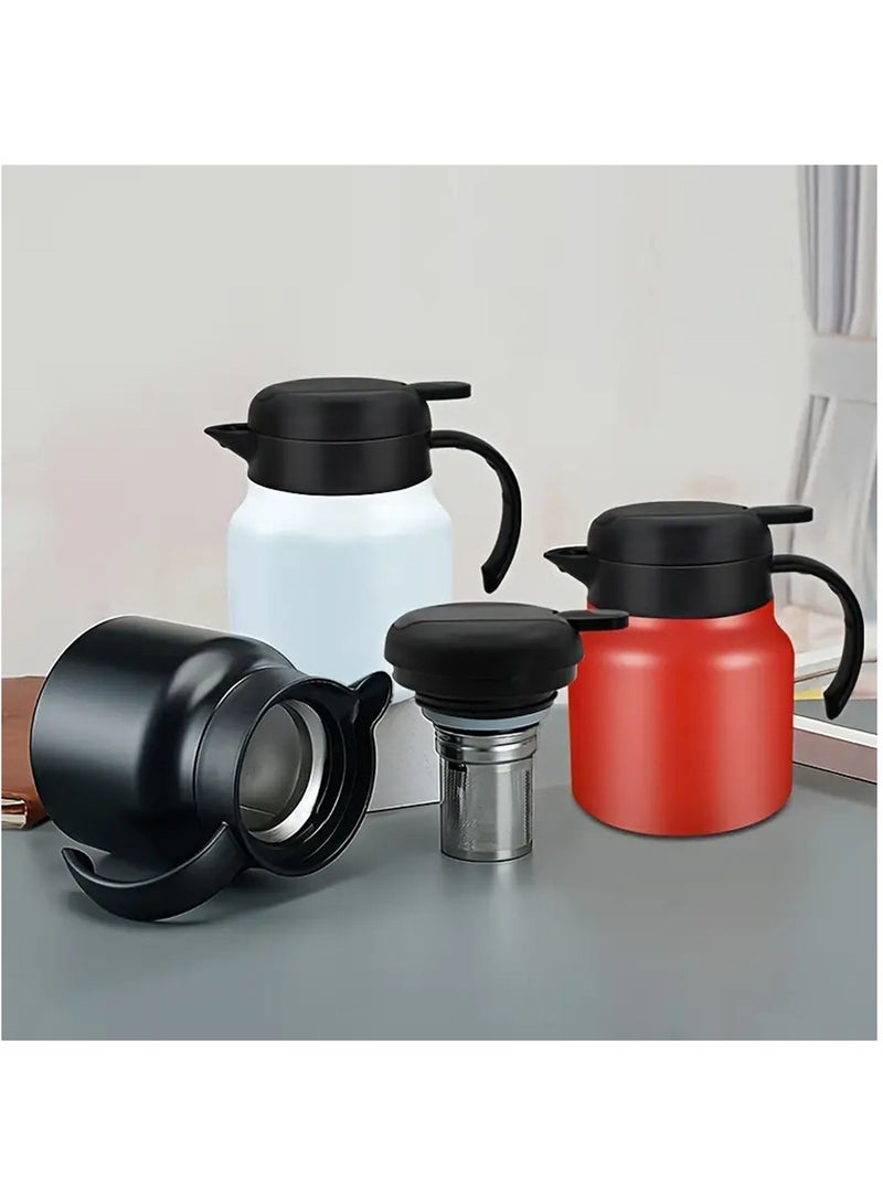 34oz Thermal Coffee Carafe, Stainless Steel Insulated Vacuum Thermos Coffee Carafes For Keeping Hot/Cold, Travel Size Coffee Carafe Airpot, Tea, Water, Beverage Dispenser, White  - Image 5