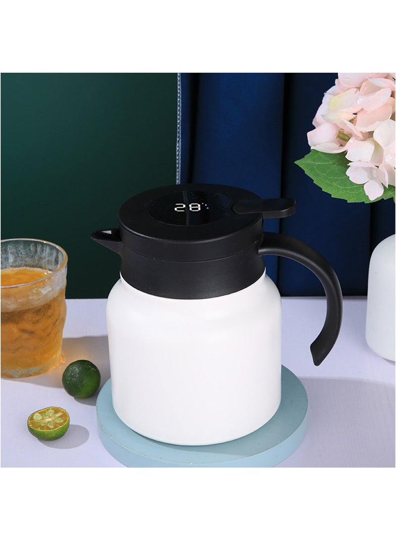 34oz Thermal Coffee Carafe, Stainless Steel Insulated Vacuum Thermos Coffee Carafes For Keeping Hot/Cold, Travel Size Coffee Carafe Airpot, Tea, Water, Beverage Dispenser, White  - Image 1