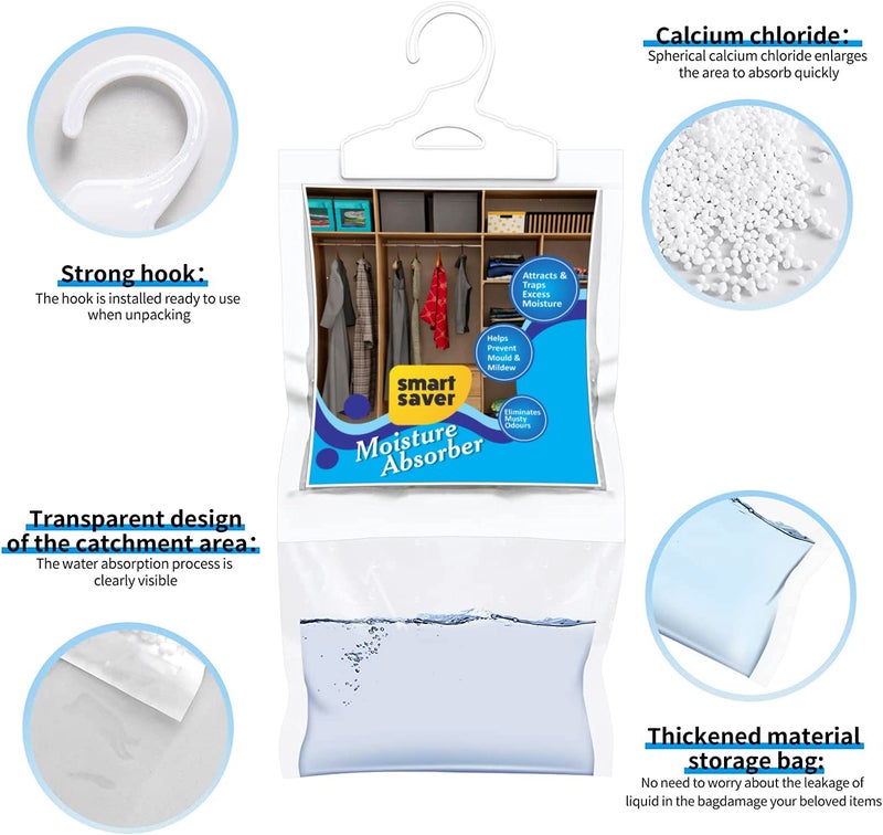Smart Saver Hanging Moisture Absorber Dehumidifier for Wardrobe, Cupboards & Closets | Fights Against Moisture, Fungus, smells, Attracts Extra Moisture from Your Bathroom, Closet, Kitchen & Study - Image 2