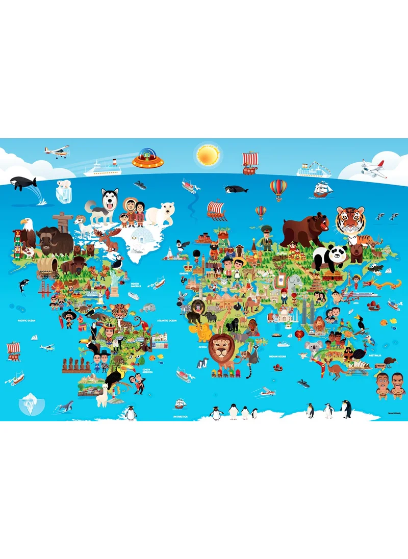 Anatolian 260 Piece Puzzle / Cartoon World Map - Code 3338