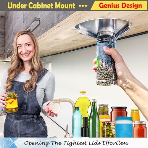 Moeuonb Upgraded Stainless Steel Jar Opener for Seniors, Under Cabinet Jar Openers for Weak Hands, Jar Lid & Bottle Cap Opener Tool, Under Counter Can Opener, One Handed Jar opener - Image 2