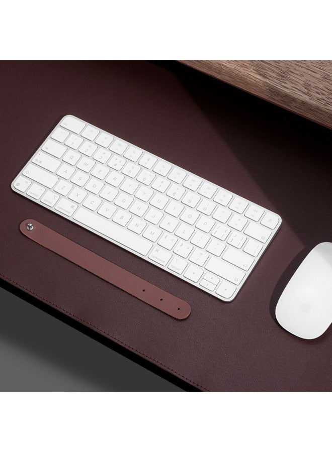 Leather Mouse Pad Oversized Logo Pattern Computer Office Desk Pad Waterproof Solid Color Mouse Pad-Color:120x 60 No Car Line-Pattern:Dark Brown + Suede - Image 1