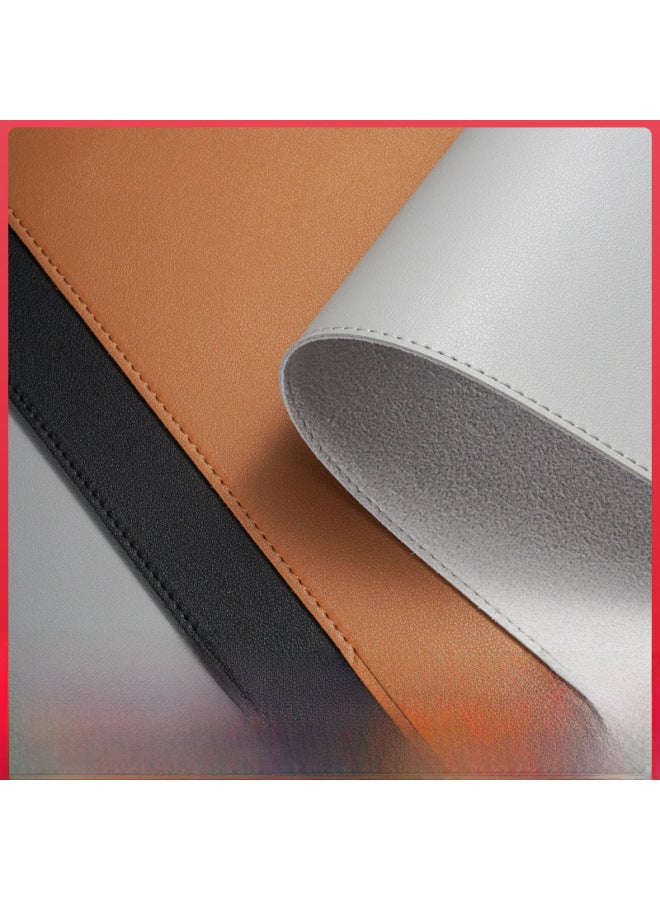 Leather Mouse Pad Oversized Logo Pattern Computer Office Desk Pad Waterproof Solid Color Mouse Pad-Color:120x 60 No Car Line-Pattern:Dark Brown + Suede - Image 3