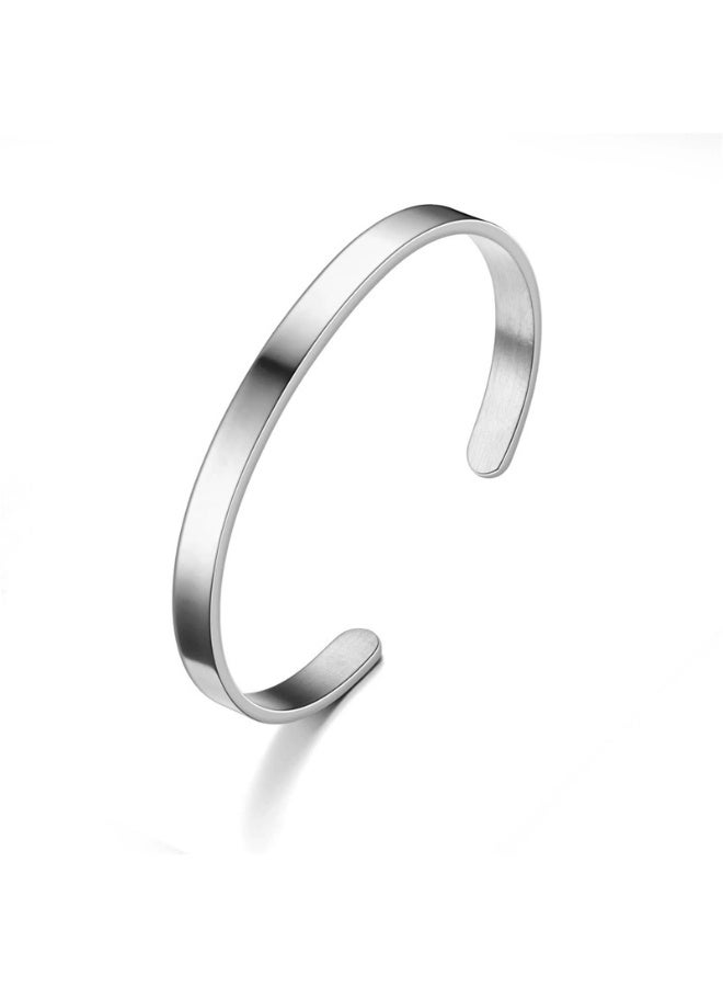 Goolsky سوار مفتوح من الفولاذ المقاوم للصدأ مخصص 5 مم – سوار مطفي بنقش نص تاريخ إحداثيات اسم الأزواج، تصميم قابل للتخصيص، هدية للزوجين للاستخدام اليومي - Image 1