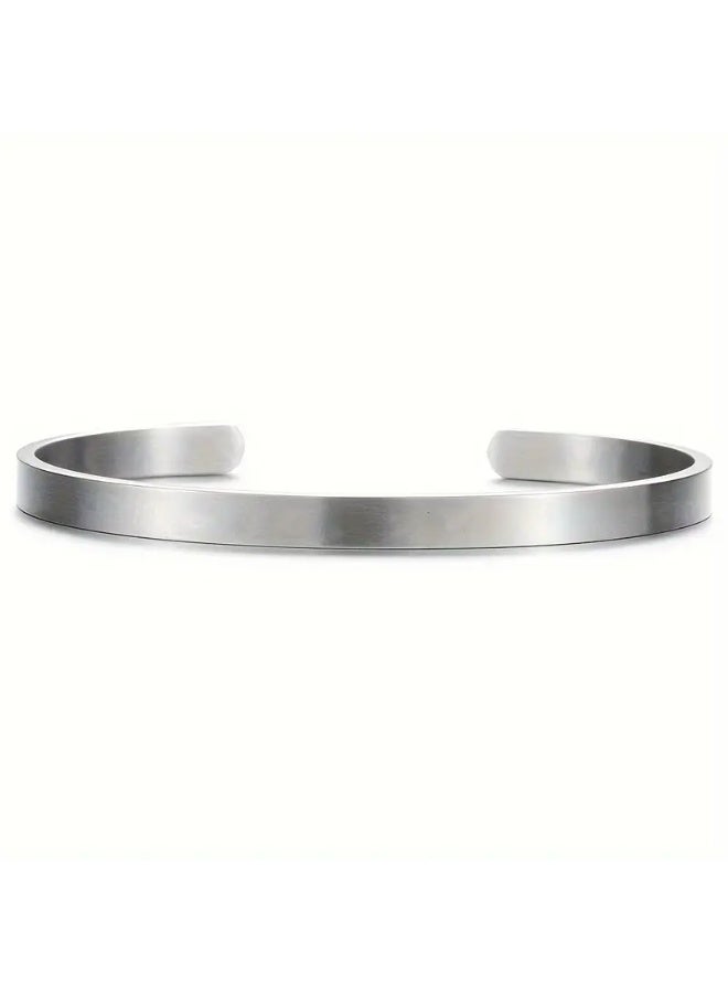 Goolsky سوار مفتوح من الفولاذ المقاوم للصدأ مخصص 5 مم – سوار مطفي بنقش نص تاريخ إحداثيات اسم الأزواج، تصميم قابل للتخصيص، هدية للزوجين للاستخدام اليومي - Image 2