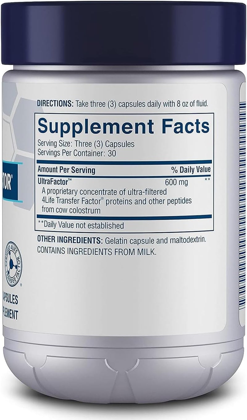 4Life Transfer Factor Classic with Cow Colostrum for Enhanced Immune Response Recognition and Memory  for Ages 2 and Up  90 Veggie Capsules - Image 2