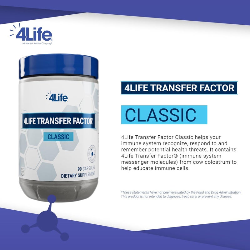 4Life Transfer Factor Classic with Cow Colostrum for Enhanced Immune Response Recognition and Memory  for Ages 2 and Up  90 Veggie Capsules - Image 3