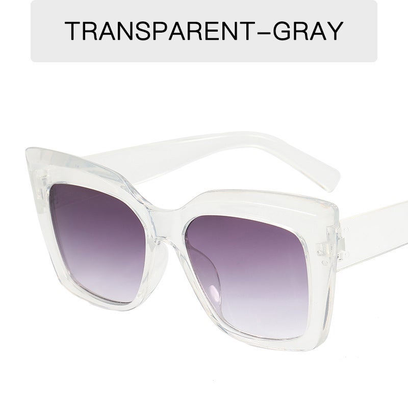 Fashion Retro Butterfly Sunglasses Large Frame Womens Shades Transparent frame double gray sheet