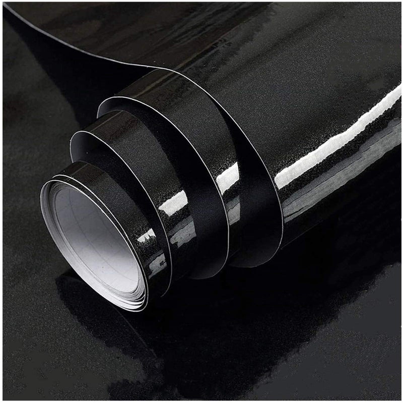 TANONE Glossy Black Contact Paper Peel and Stick Shiny - Black Wallpaper Vinyl Wrap Self Adhesive Decorative Film for Wallcovering Kitchen Countertops Cabinets Furniture (15.7" X 78.7") - Image 1