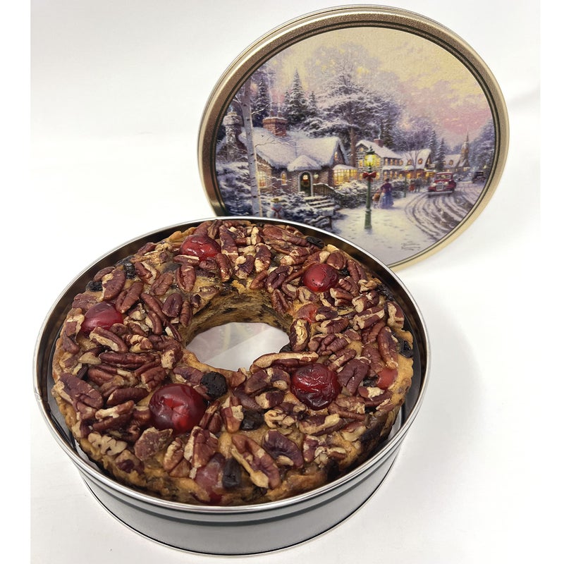 Jane Parker Fruitcake Bourbon and Rum Fruit Cake 2 Pound (32 Ounce) Ring in a Collectible Holiday Tin-Holiday-Christmas Cake-The Best Fruitcake You Can Buy - Image 1