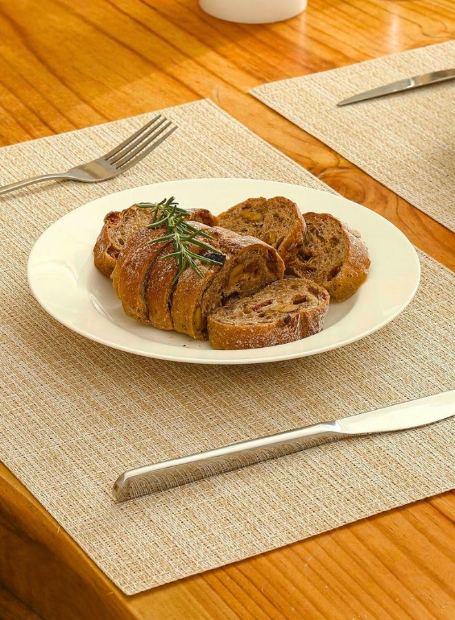 Chase Up Beige Placemats Set of 6 - Heat Resistant Non-Slip Place mats for Dining Table, Washable Durable PVC Vinyl Woven Table Mats（Beige, 6） - Image 4