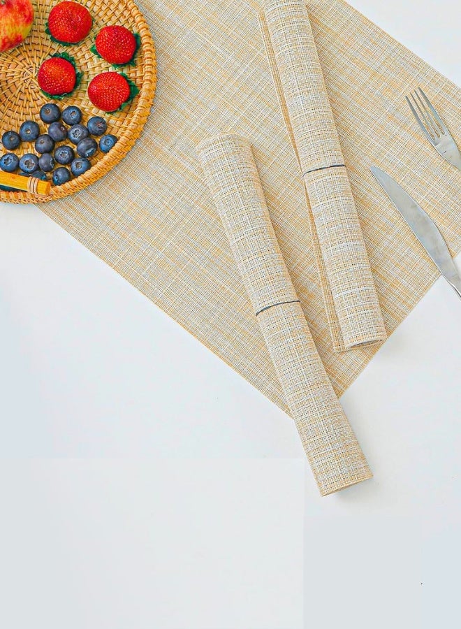 Chase Up Beige Placemats Set of 6 - Heat Resistant Non-Slip Place mats for Dining Table, Washable Durable PVC Vinyl Woven Table Mats（Beige, 6） - Image 5