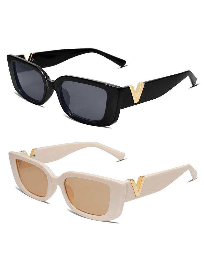 Zikra Retro Rectangle Sunglasses Women and Men Vintage Small Square Sun Glasses Protection Glasse, UV400 Protection Glasse, Vintage Driving Glasses 90‚Äôs Fashion Narrow Square Frame - Image 1