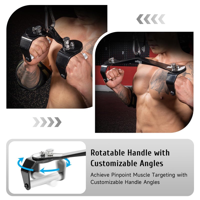 MOST GRIP Lat Pull Down Bar Set with 360Â° Rotatable Handles, Lat Pulldown Attachments for Whole Back Training, Heavy-Duty Locking LAT Pulldown Bars for Home Gym Cable - Image 2